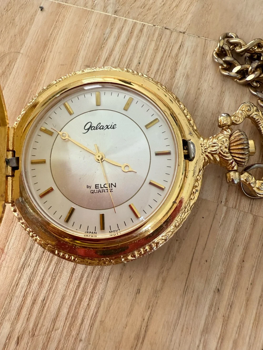 Galaxie by Elgin two tone pocket watch NEW BATTERY